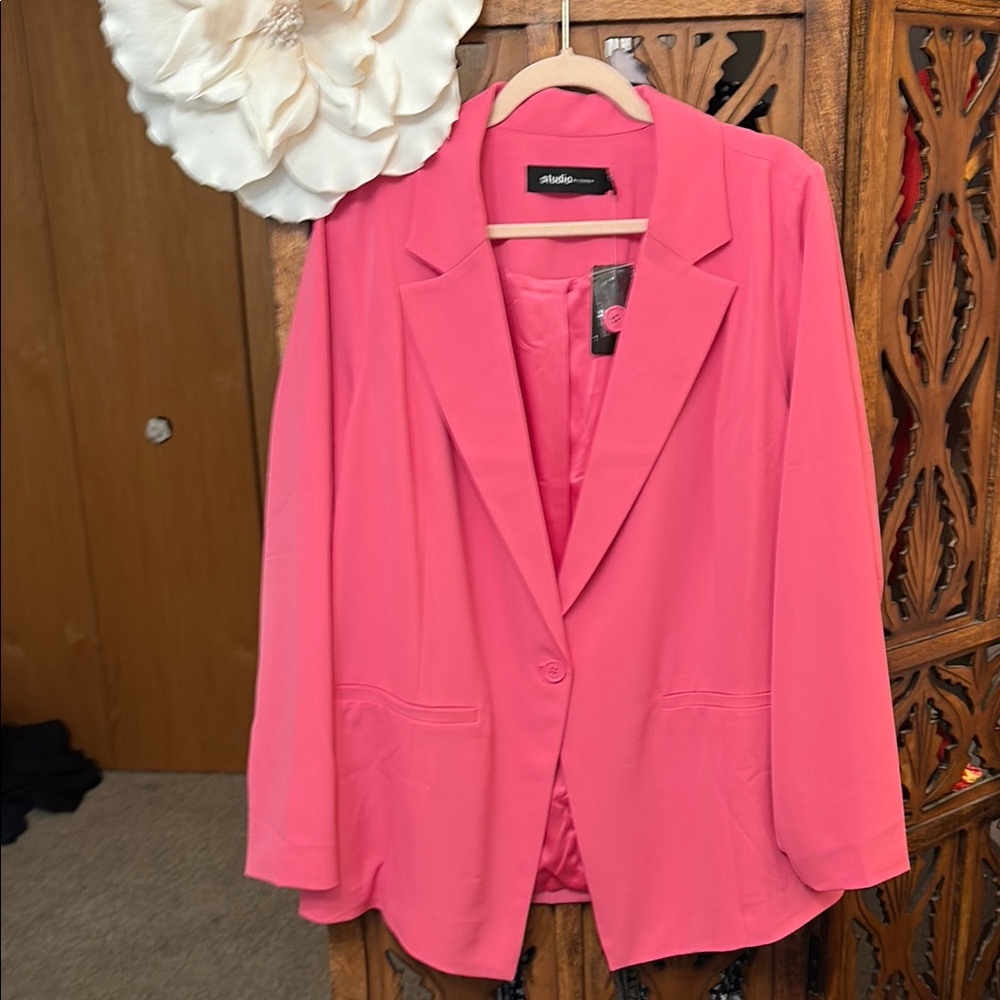 Studio 1940 Bright Pink Women's Single-Button Blazer